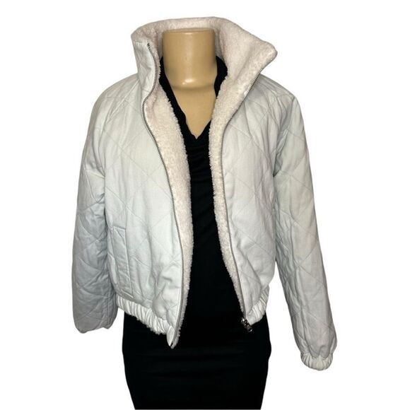 Bella Dahl Reversible quilted full zip faux fur Bomber Jacket size xs - Picture 1 of 12